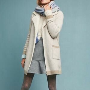 anthropologie women maude vivante Sherpa cardigan Coat beige open front sz s / m
